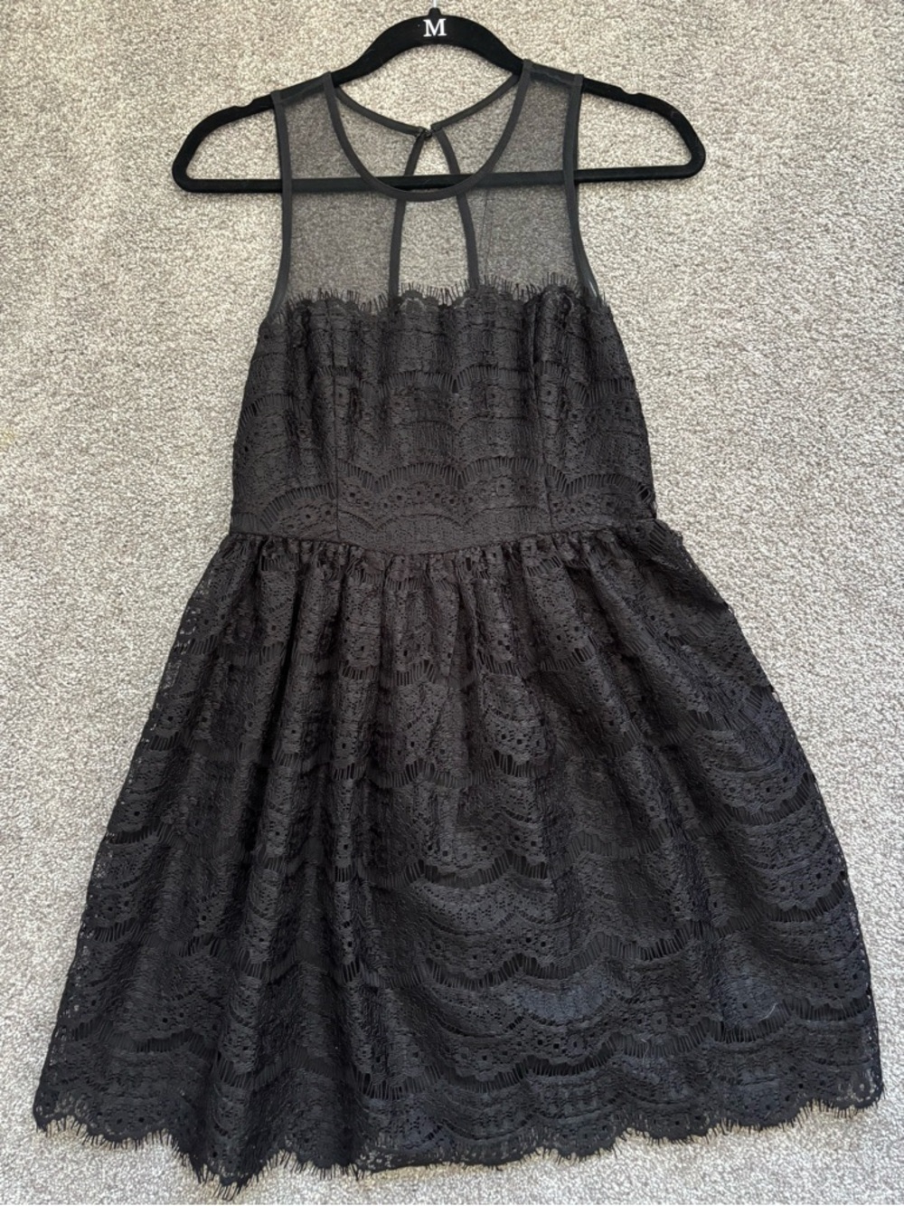 En Creme Black Lace Mini Dress Size M